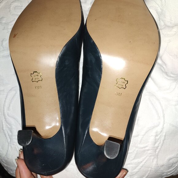 WOMEN'S SIZE 13 "BP" CHIC NAVY BLUE LEATHER HEELS - Picture 4 of 5